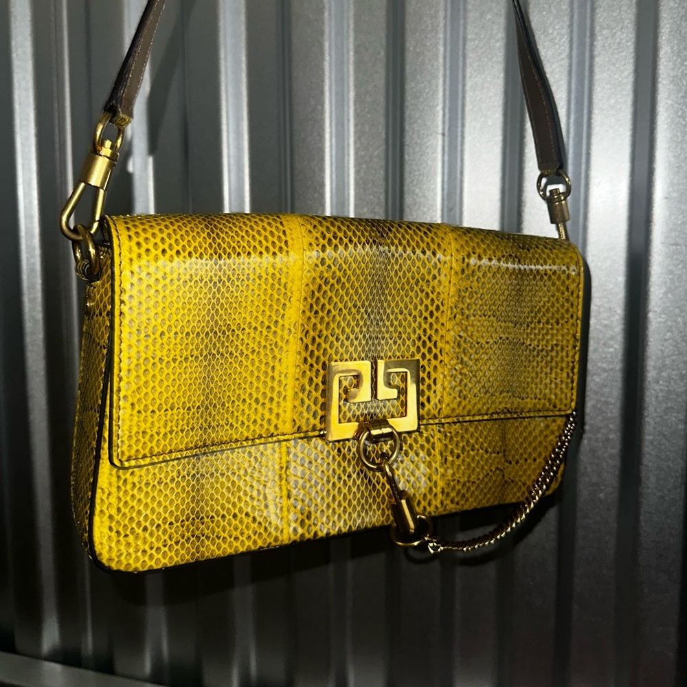 Givenchy snakeskin Yellow Shoulder Bag with Gold Hardware